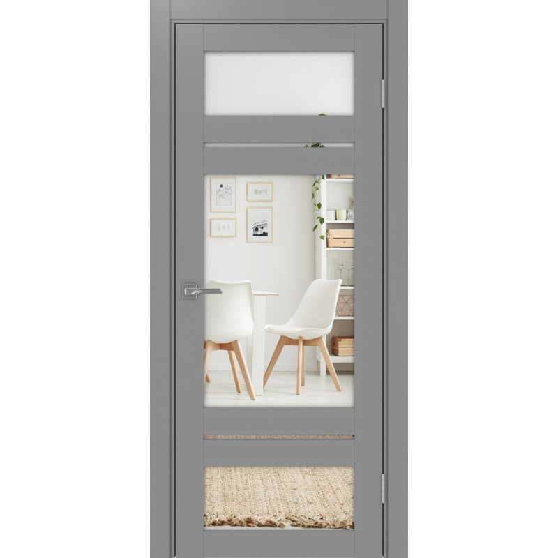 Межкомнатная дверь Турин 532.22222, цвет серый, заполнение Зеркало/Зеркало, размер 200*80 см.