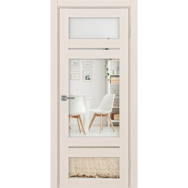 Межкомнатная дверь Турин 532.22222, цвет ясень перламутровый, заполнение Зеркало/Зеркало, размер 200*80 см.