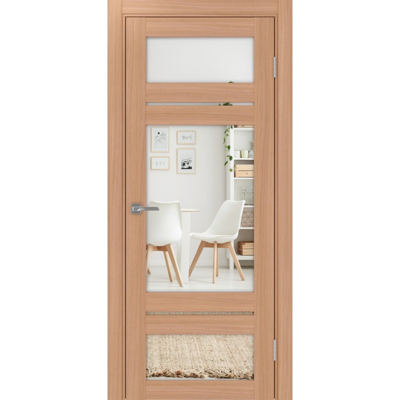 Межкомнатная дверь Турин 532.22222, цвет ясень тёмный, заполнение Зеркало/Зеркало, размер 200*80 см.