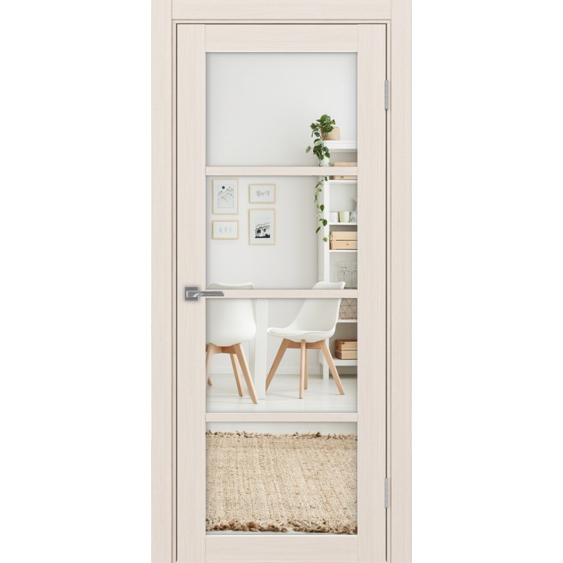 Межкомнатная дверь Турин 540.2222, цвет ясень перламутровый, заполнение Зеркало/Зеркало, размер 200*80 см.