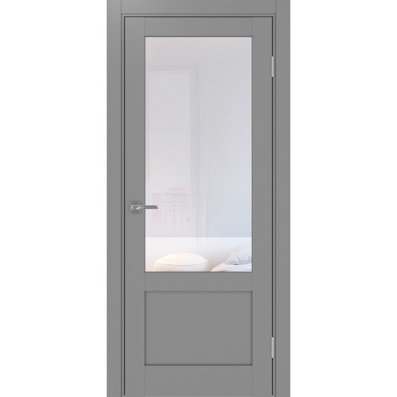 Межкомнатная дверь Турин 540ПФ.21, цвет серый, заполнение Прозрачное, размер 200*80 см.
