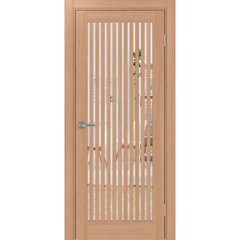 Межкомнатная дверь Турин 543.2, цвет ясень тёмный, заполнение Зеркало, размер 200*80 см.