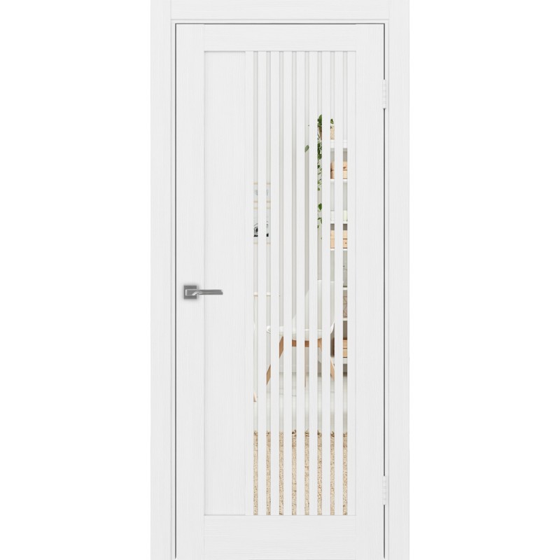 Межкомнатная дверь Турин 544.12, цвет белый лёд, заполнение Зеркало, размер 200*80 см.