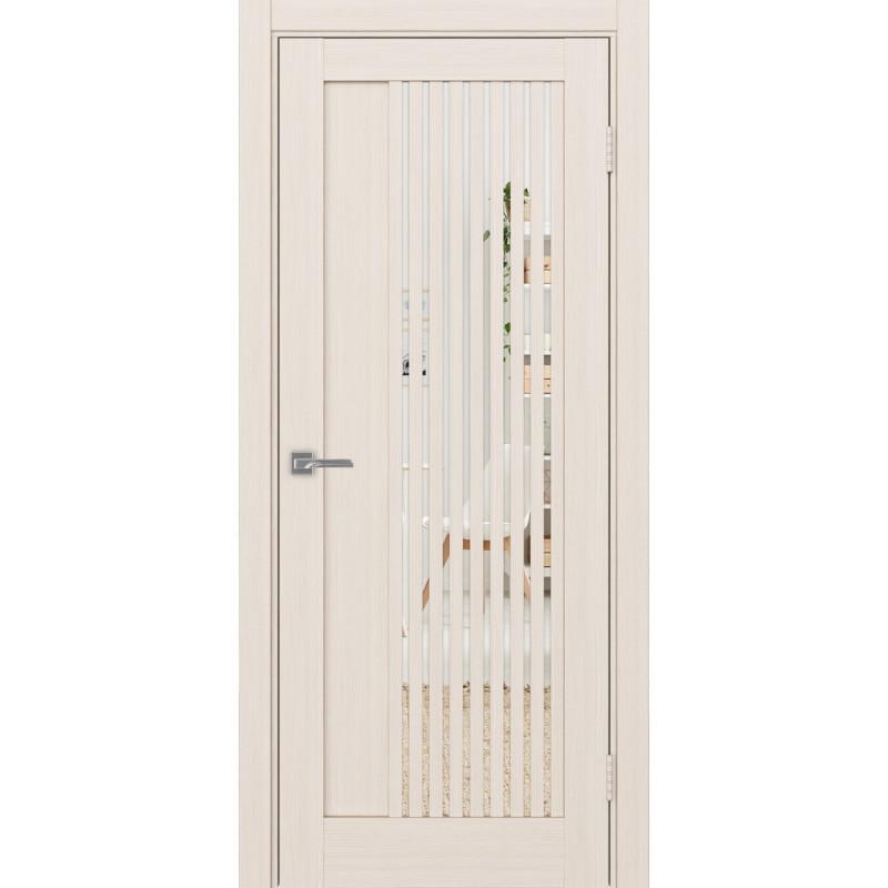 Межкомнатная дверь Турин 544.12, цвет ясень перламутровый, заполнение Зеркало, размер 200*80 см.