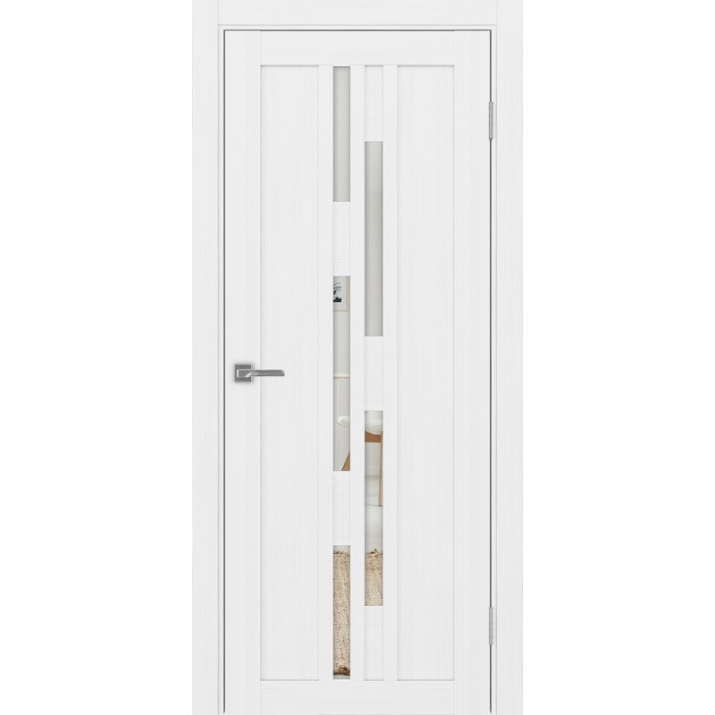 Межкомнатная дверь Турин 551.121, цвет белый лёд, заполнение Зеркало, размер 200*80 см.