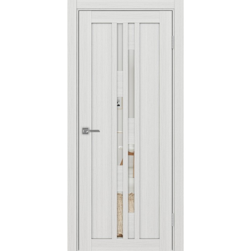 Межкомнатная дверь Турин 551.121, цвет ясень серебристый, заполнение Зеркало, размер 200*80 см.