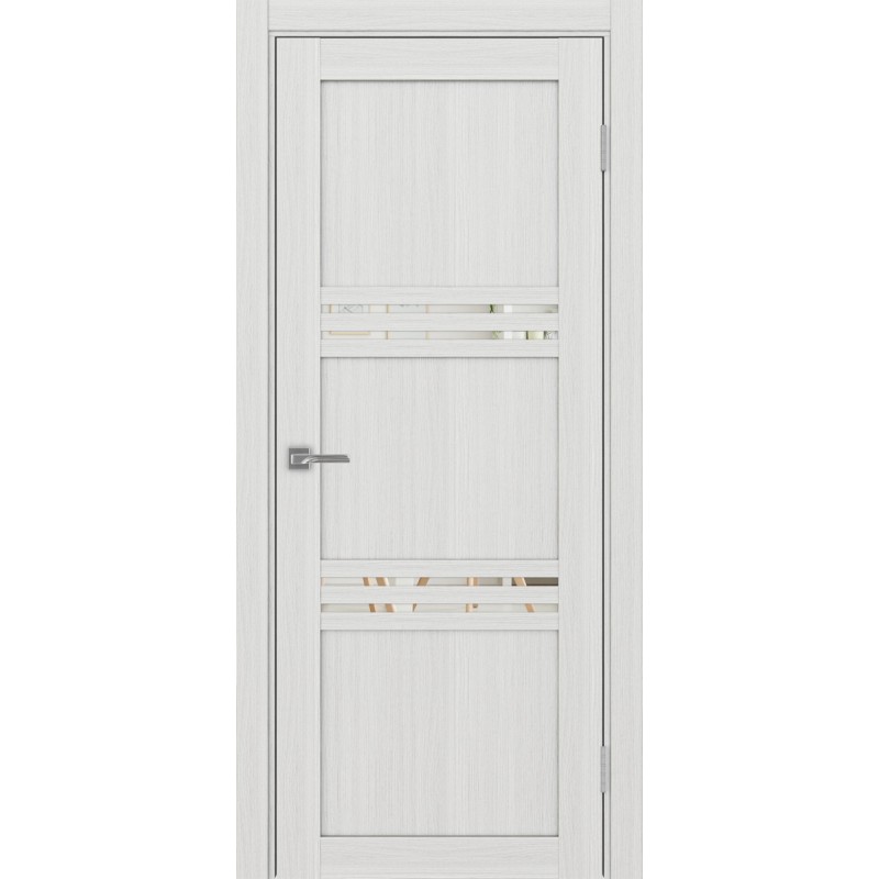 Межкомнатная дверь Турин 553.12, цвет ясень серебристый, заполнение Зеркало/Зеркало, размер 200*80 см.