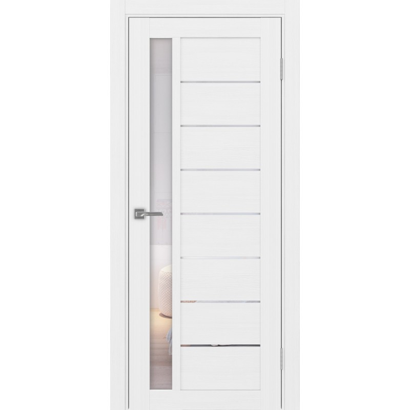 Межкомнатная дверь Турин 554.21, цвет белый лёд, заполнение Прозрачное, размер 200*80 см.