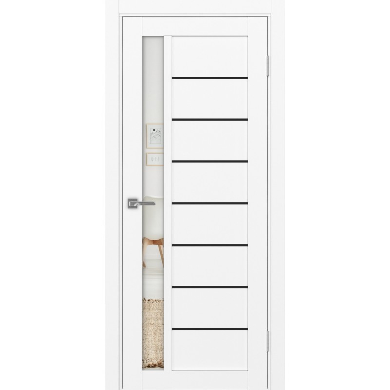 Межкомнатная дверь Турин 554.21 АПП молдинг SB, цвет белый снежный, заполнение Зеркало, размер 200*80 см.