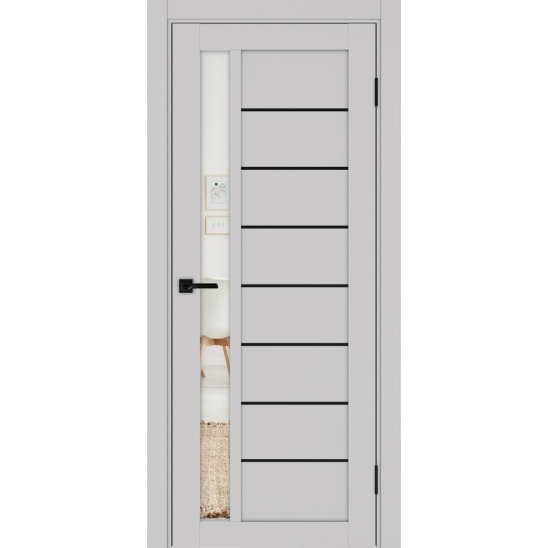 Межкомнатная дверь Турин 554.21 АПП молдинг SB, цвет пепельный, заполнение Зеркало, размер 200*80 см.