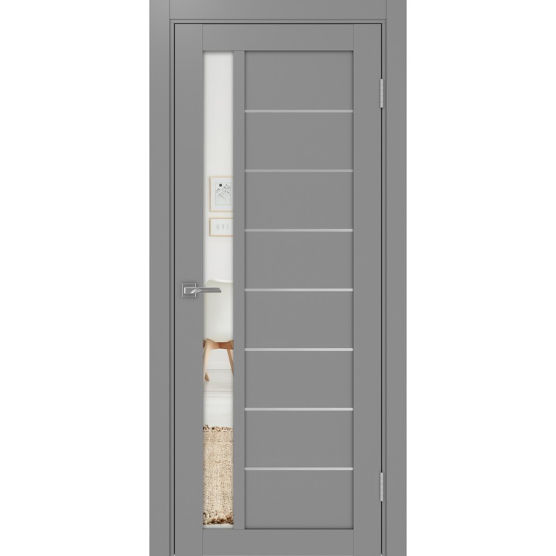 Межкомнатная дверь Турин 554.21 АПП молдинг SC, цвет серый, заполнение Зеркало, размер 200*80 см.