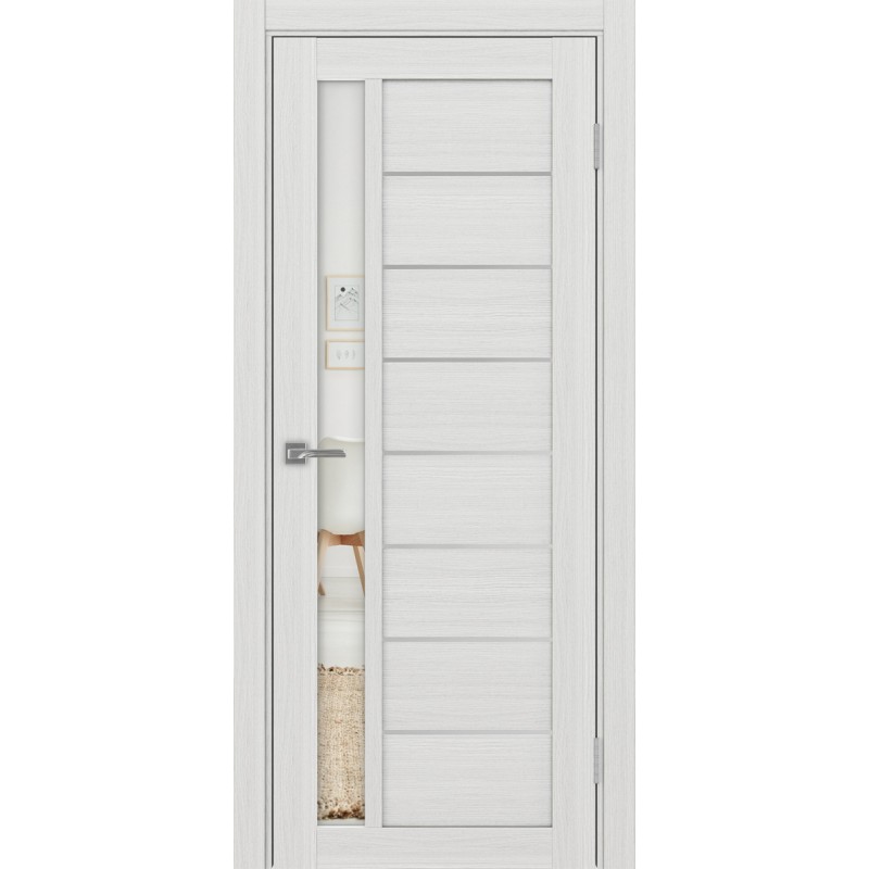 Межкомнатная дверь Турин 554.21 АПП молдинг SC, цвет ясень серебристый, заполнение Зеркало, размер 200*80 см.