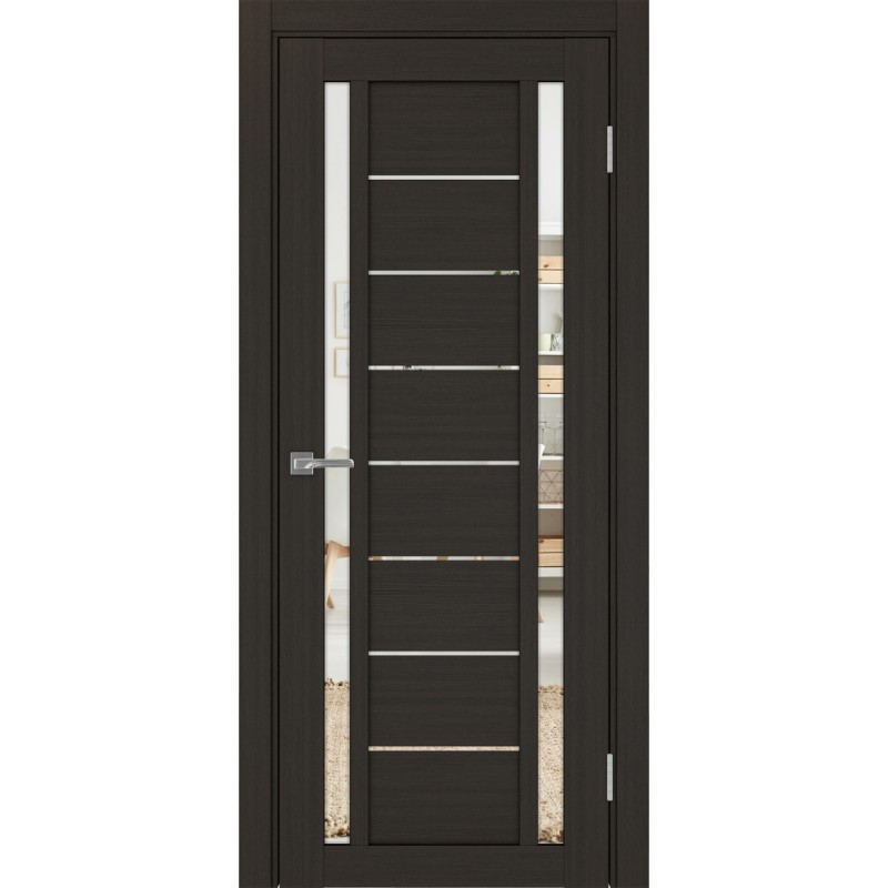 Межкомнатная дверь Турин 558.212, цвет венге FL, заполнение Зеркало, размер 200*80 см.