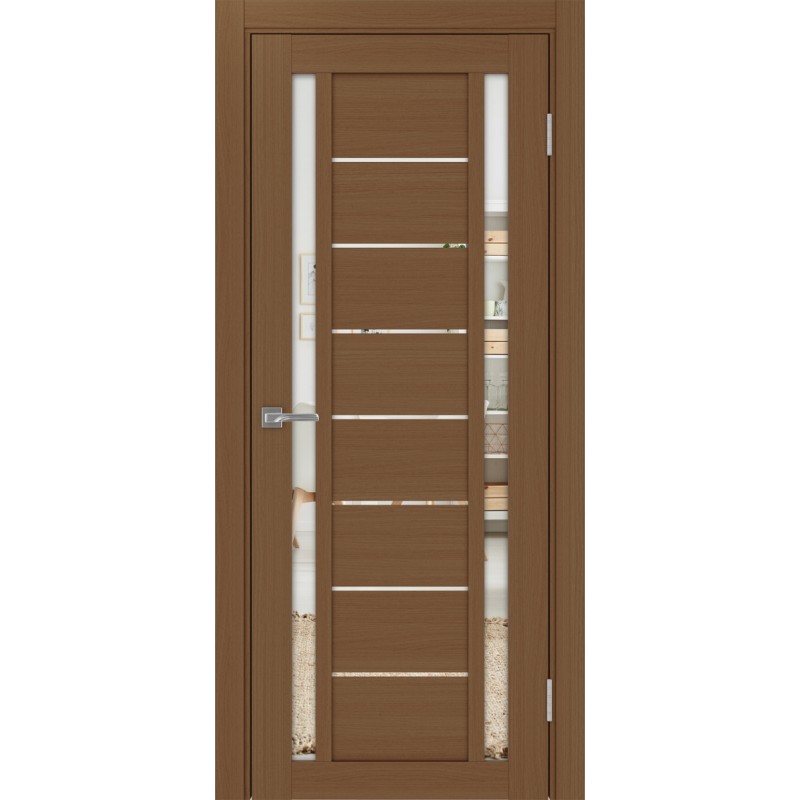 Межкомнатная дверь Турин 558.212, цвет орех NL, заполнение Зеркало, размер 200*80 см.