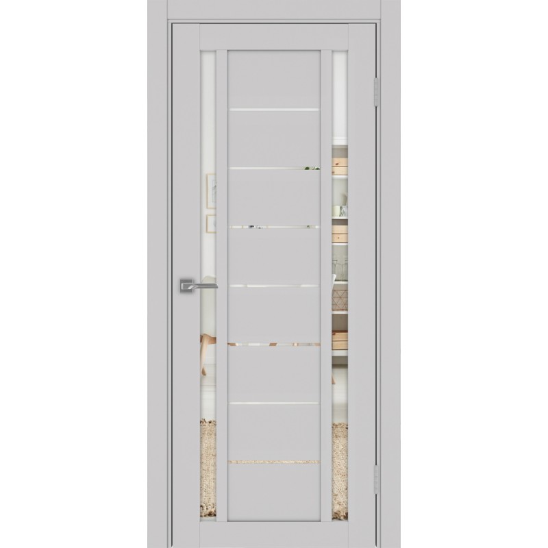 Межкомнатная дверь Турин 558.212, цвет пепельный, заполнение Зеркало, размер 200*80 см.