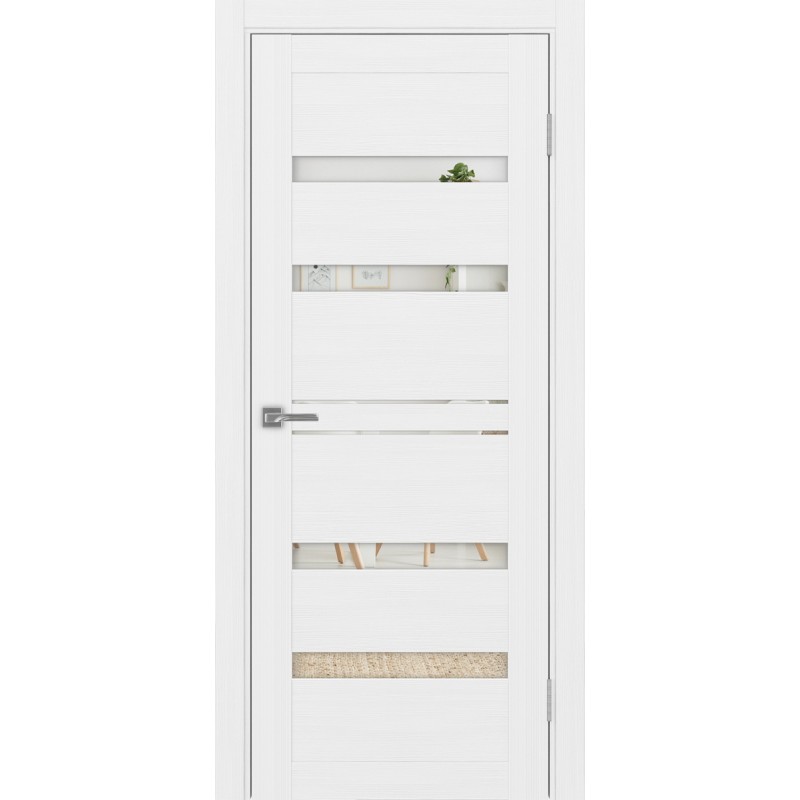 Межкомнатная дверь Турин 561.12, цвет белый лёд, заполнение Зеркало, размер 200*80 см.