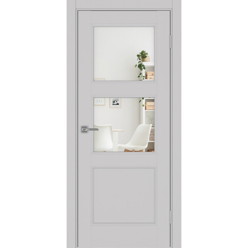 Межкомнатная дверь Турин Neo 530.221, цвет пепельный, заполнение Зеркало/Зеркало, размер 200*80 см.