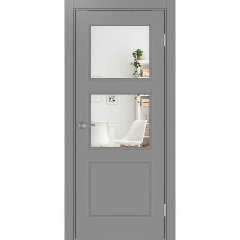 Межкомнатная дверь Турин Neo 530.221, цвет серый, заполнение Зеркало/Зеркало, размер 200*80 см.