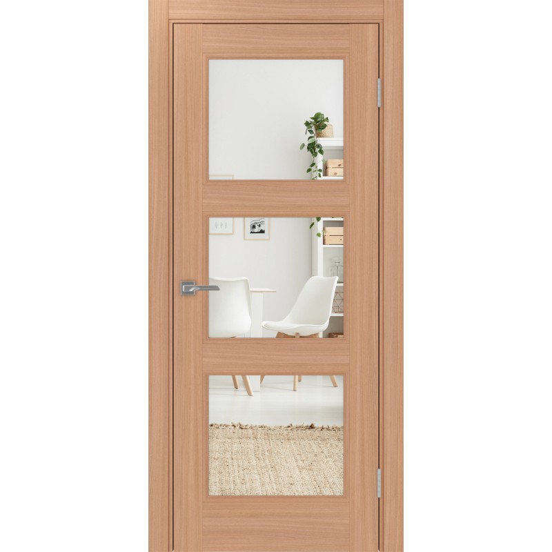 Межкомнатная дверь Турин Neo 530.222, цвет ясень тёмный, заполнение Зеркало/Зеркало, размер 200*80 см.