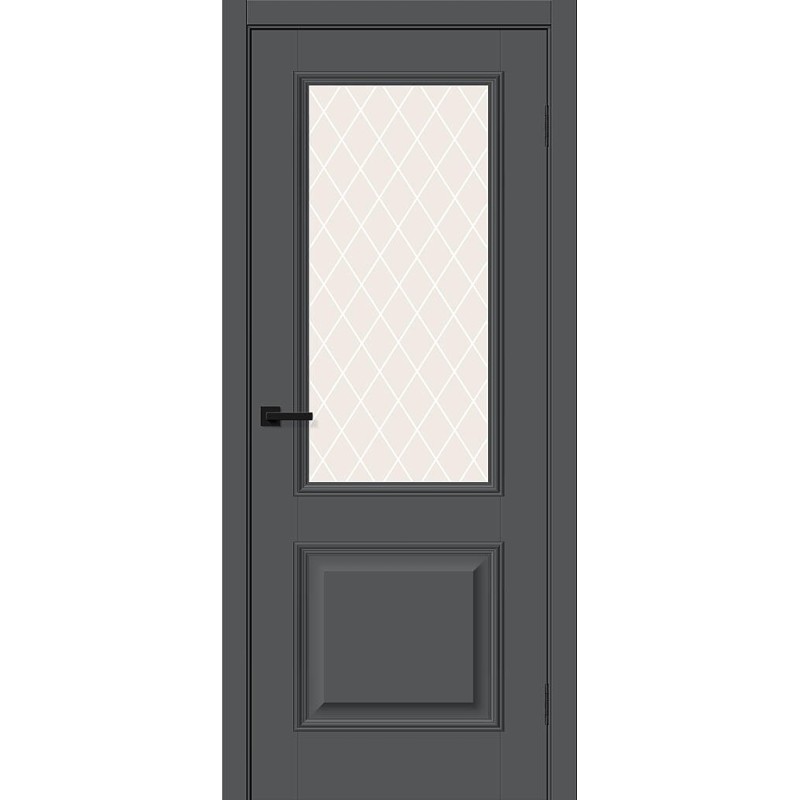 Межкомнатная дверь Классик-13 цвет Stormy Silk, стекло White Сrystal, покрытие ПЭТ, размер 200*60 см.