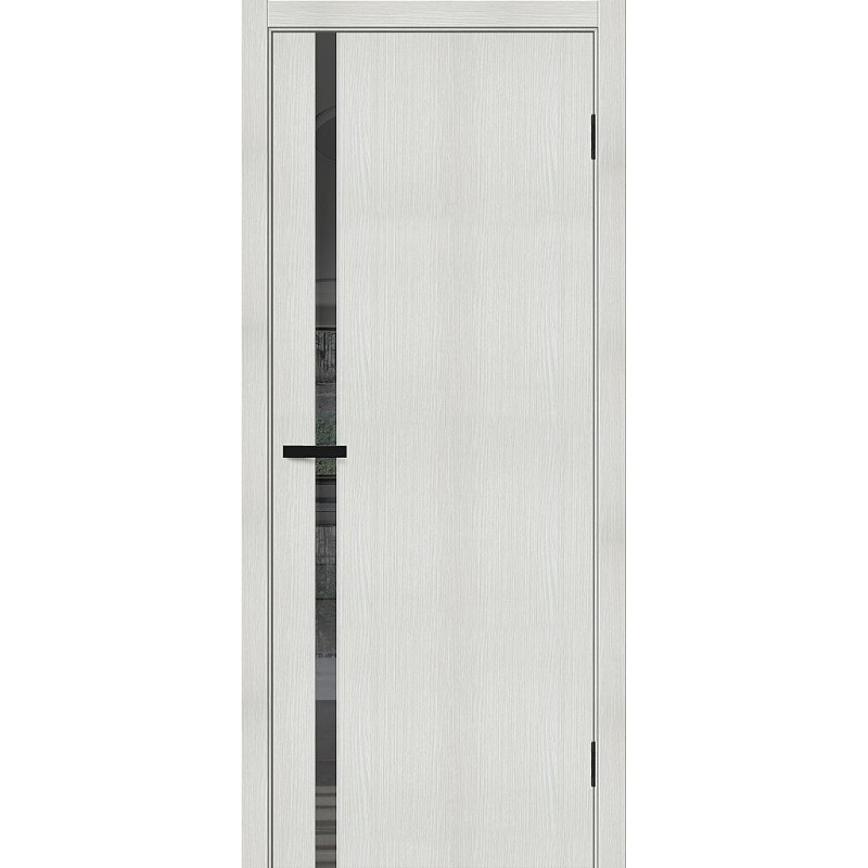 Межкомнатная дверь Браво-1.55 цвет Bianco Veralinga, стекло Mirox Grey, покрытие Эко-шпон, размер 200*80 см.