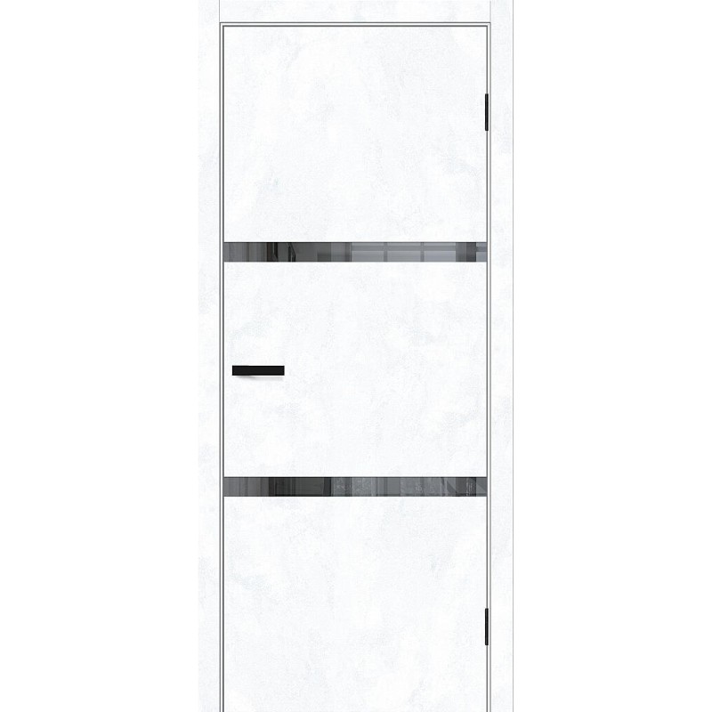 Межкомнатная дверь Браво-2.55 цвет Snow Art, стекло Mirox Grey, покрытие Эко-шпон, размер 200*80 см.