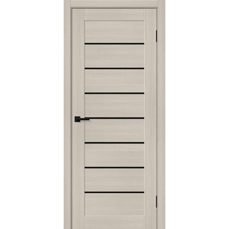 Межкомнатная дверь Браво-22 цвет Cream Melinga, стекло Black Shine, покрытие Эко-шпон, размер 200*80 см.