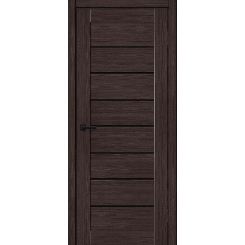 Межкомнатная дверь Браво-22 цвет Wenge Melinga, стекло Black Shine, покрытие Эко-шпон, размер 200*80 см.