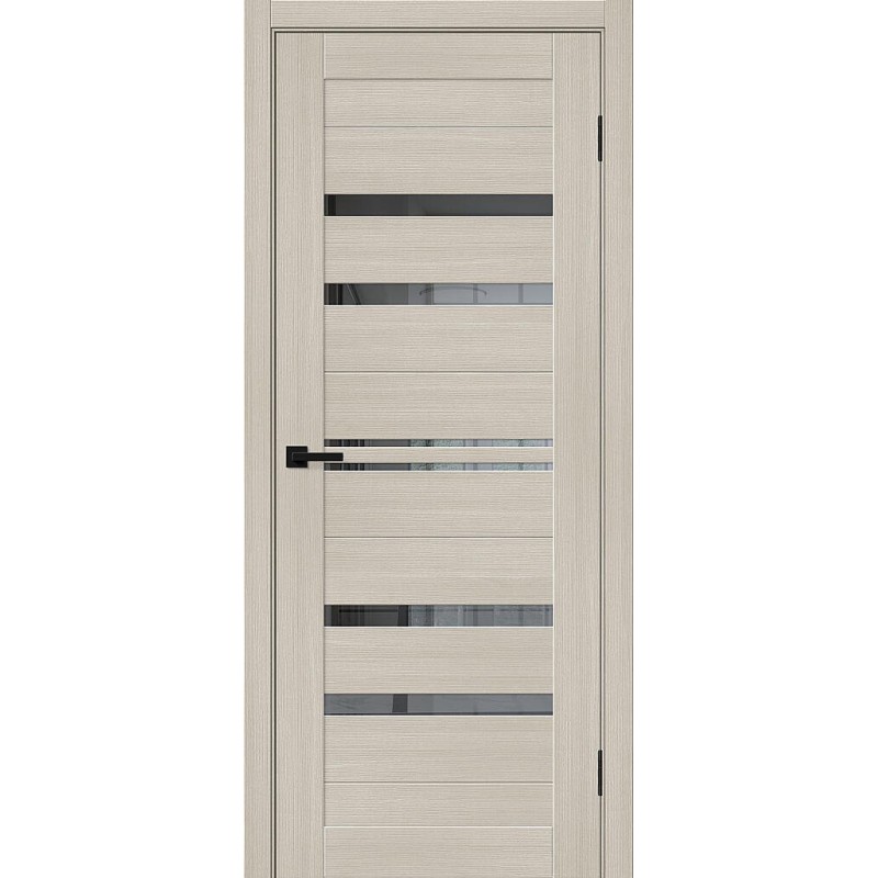 Межкомнатная дверь Браво-30 цвет Cream Melinga, стекло Mirox Grey, покрытие Эко-шпон, размер 200*80 см.