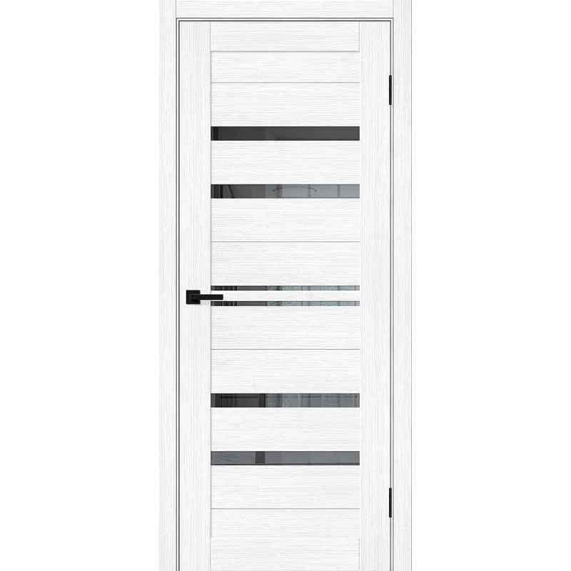 Межкомнатная дверь Браво-30 цвет Snow Melinga, стекло Mirox Grey, покрытие Эко-шпон, размер 200*80 см.