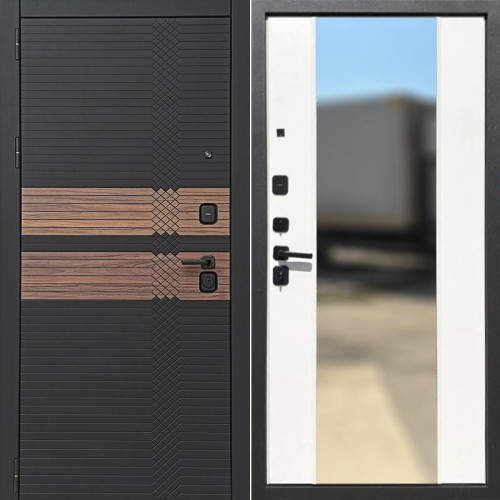 Амадей зеркало Патина черная/Белый (гладкий матовый) 205*86 левая