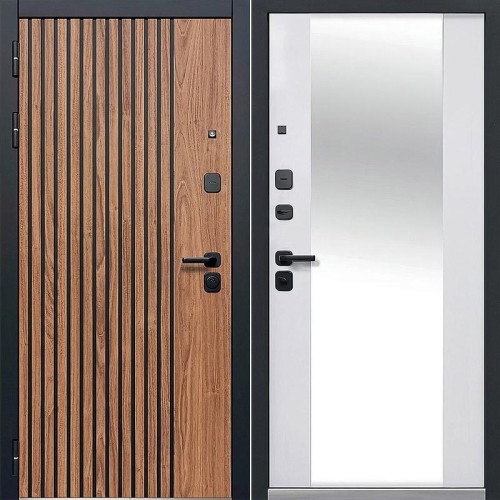 Luxor 2МДФ Рейка Зеркало Орех лесной / Эмалит белый 205*86 левая