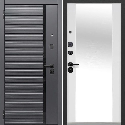 Luxor 2МДФ Горизонталь Зеркало Сатин черный / Эмалит белый 205*86 левая