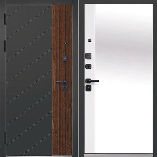 Luxor 2МДФ Диагональ Зеркало Антрацит софт / Эмалит белый 205*86 левая