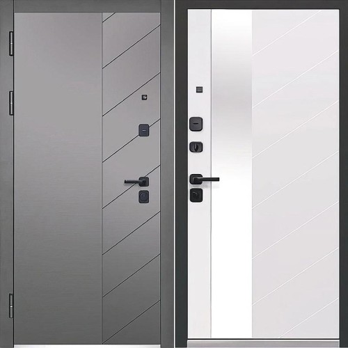 Luxor 2МДФ Пирамида Зеркало Сатин графит / Эмалит белый 205*86 левая