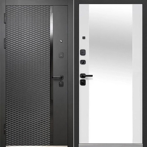 Luxor 2МДФ Ромбы Вертикаль Зеркало Антрацит софт / Эмалит белый 205*86 левая