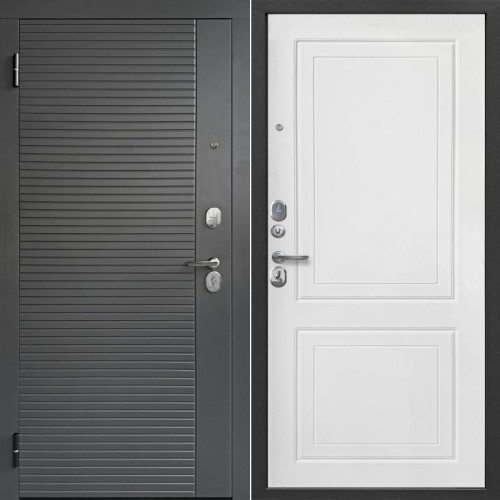 Металлическая Гарда 7 см 2 МДФ Линии Сатин графит / Эмалит Белый 205*86 левая