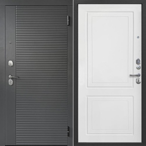 Гарда 7 см 2 МДФ Линии Сатин графит / Эмалит Белый 205*96 правая