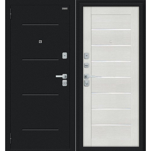 Техно/BChrome Букле черное/Bianco Melinga 205*86 левая