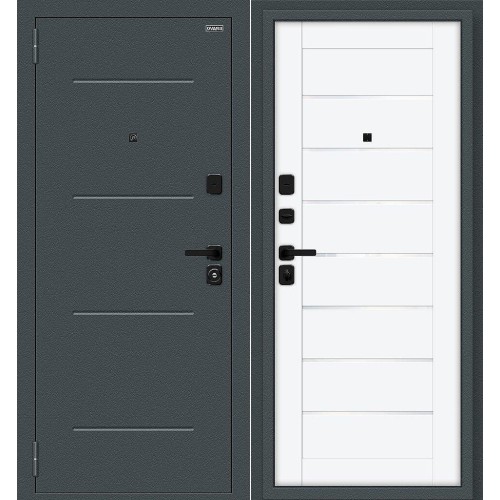 Техно/SBlack Старк антрацит/White Silk 205*86 левая